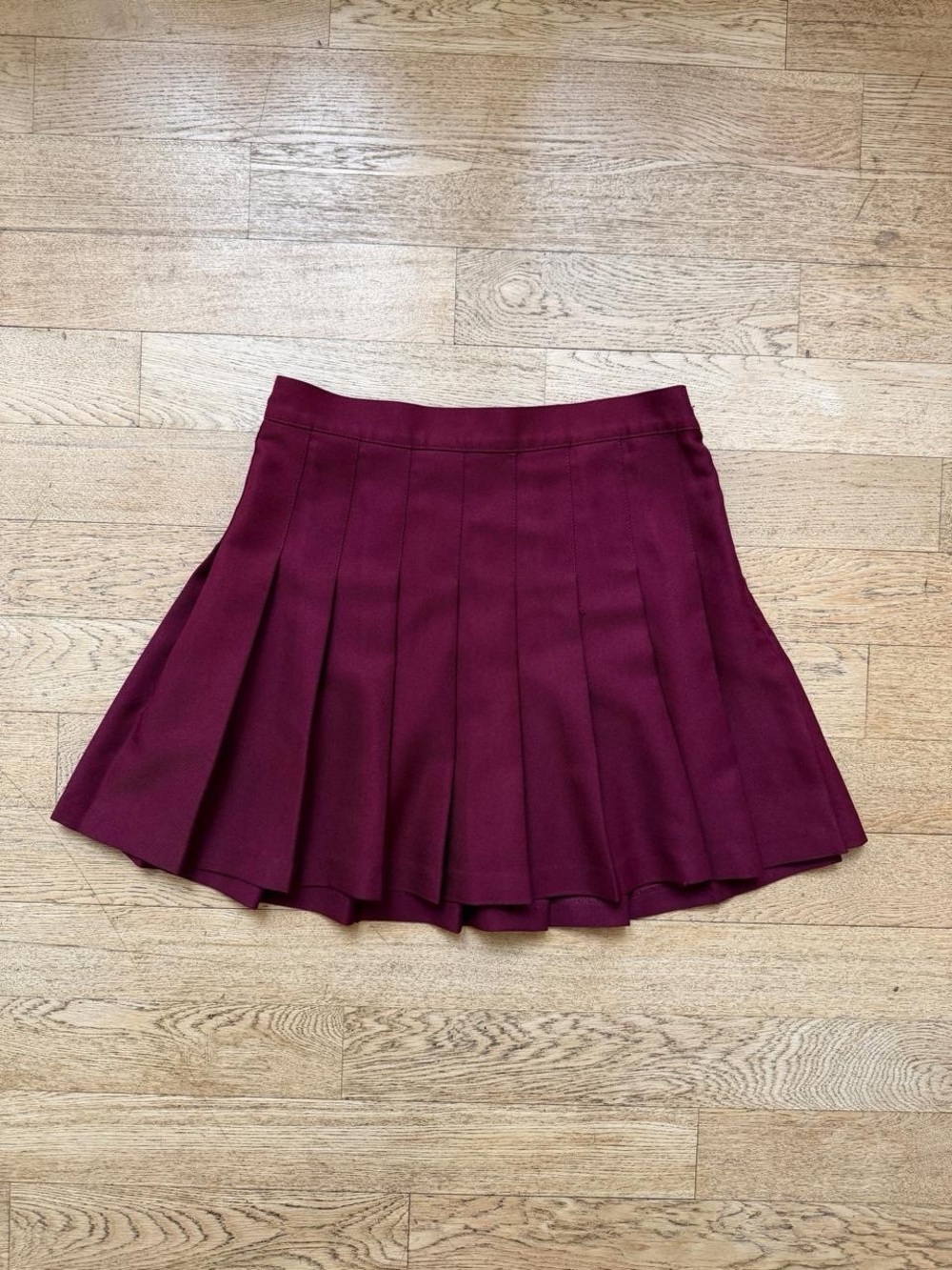 Y2K Pleated Mini Skirt Burgundy American Apparel Tennis Skirt